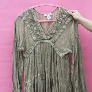 Long Sleeve Olive Boho Top